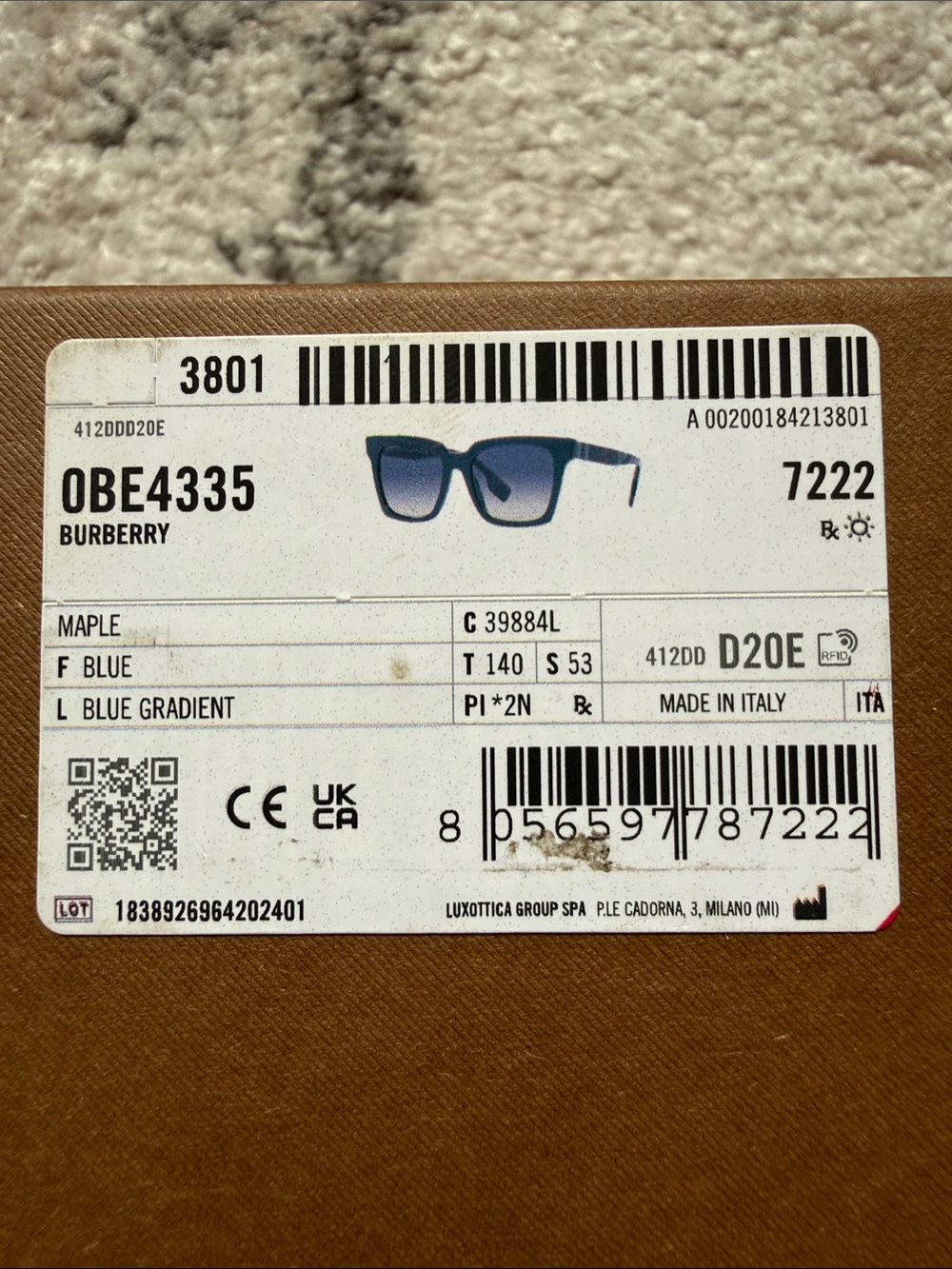 Burberry Blue Gradient Square Sunglasses - Picture 11 of 11